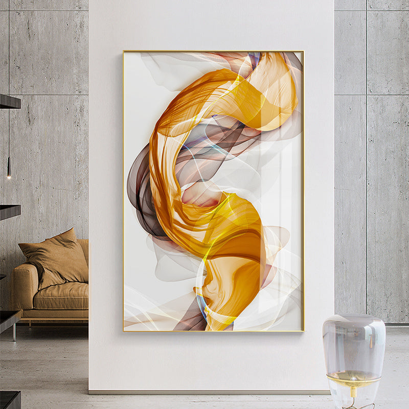 Abstract Yellow Grey Canvas Painting