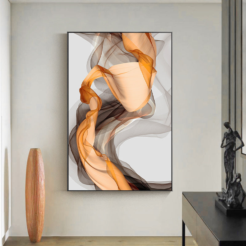 Abstract Yellow Grey Canvas Painting