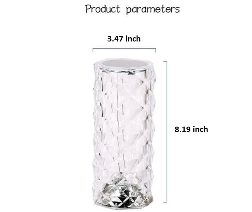 Crystal Diamond Table Lamp, Dimmable, Touch Control, USB Rechargeable LED Night Light 16 Color Changing Decoration Lamp