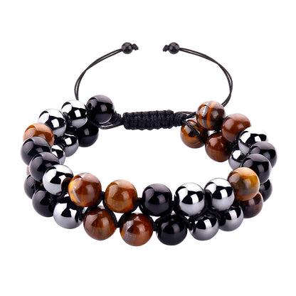 Fashion Simple Obsidian Double Bracelet