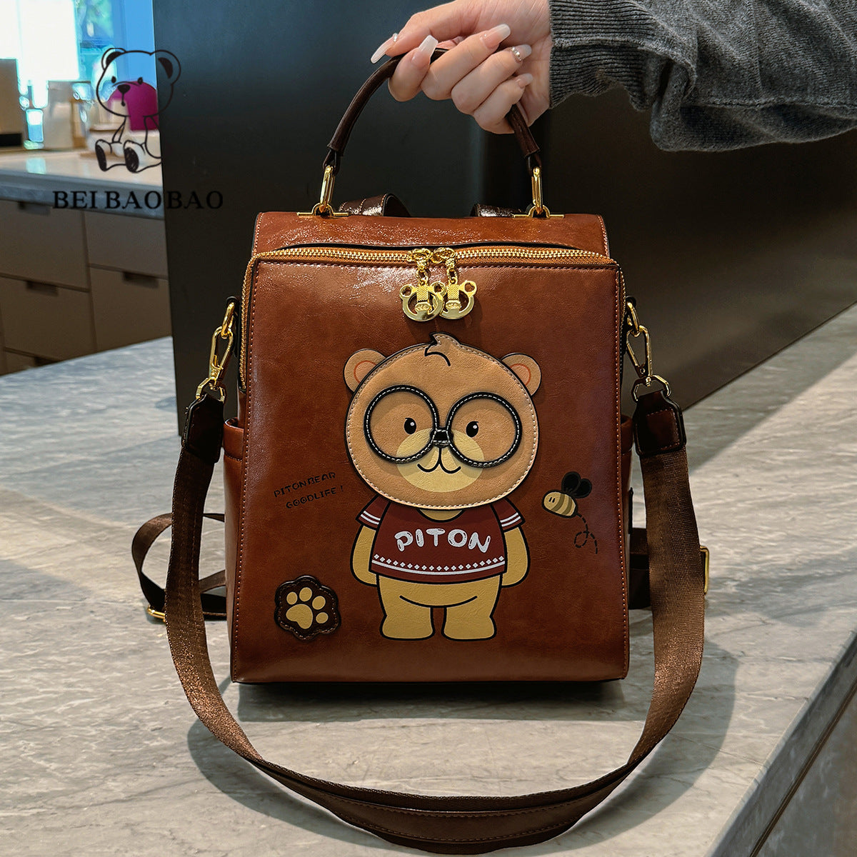 Cartoon Bear Large Capacity Slingbackpack