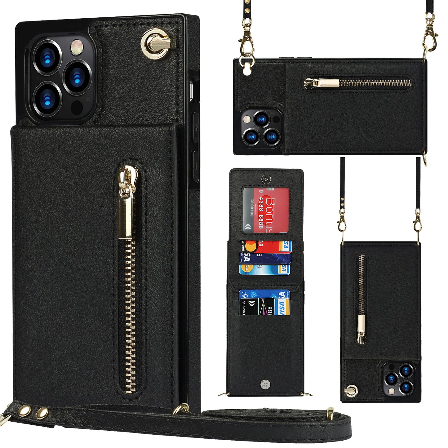 PU Leather Ladies Phone Case with Shoulder Strap