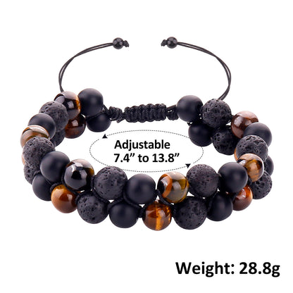 Fashion Simple Obsidian Double Bracelet