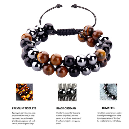 Fashion Simple Obsidian Double Bracelet