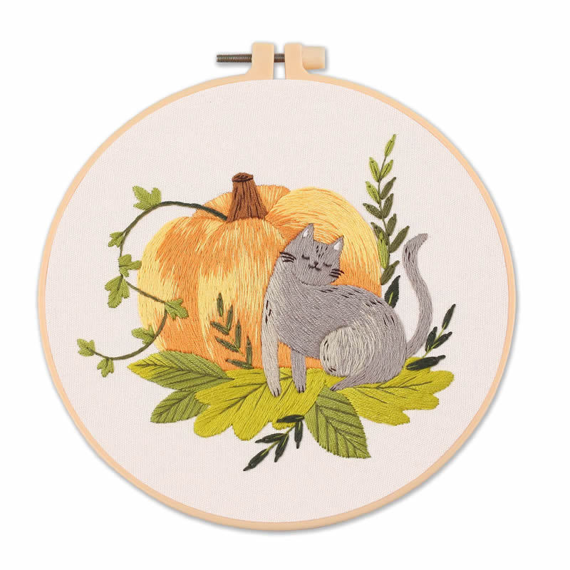 Cat Embroidery Pattern Diy Material Package Kit
